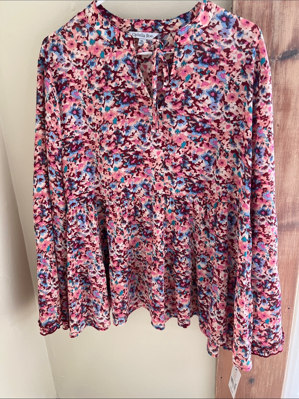 Ophelia Roe Pink Floral Long-Sleeve Blouse